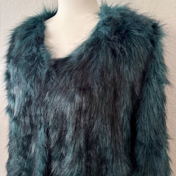 Free People Frankie Faux Fur Coat Moss Green Women's Size S - Picture 3 of 13